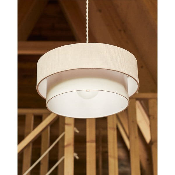 Biało-beżowa lampa wisząca z tekstylnym kloszem ø 40 cm Bianella – Kave Home-image-1