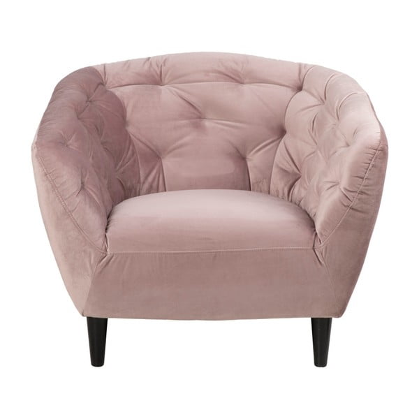 Pudroworóżowy aksamitny fotel Actona Ria-image-3