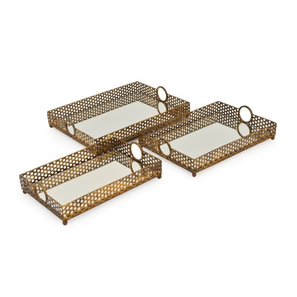 Zestaw
  3 metalowych tac w złotej barwie InArt Trays