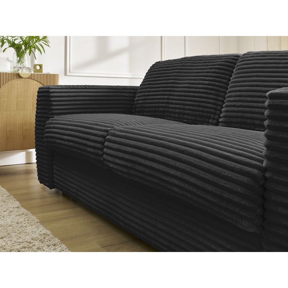 Czarna sztruksowa rozkładana sofa do spania 220 cm Hugo – Bobochic Paris (zdjęcie 8)