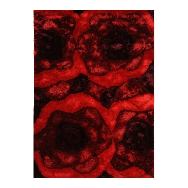 Czerwony dywan z długim włosiem Linie Design Emma, 170 x 240 cm