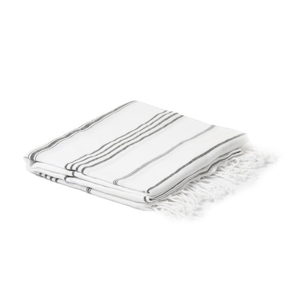 Biały ręcznik hammam Spa Time Stripes, 95x180 cm