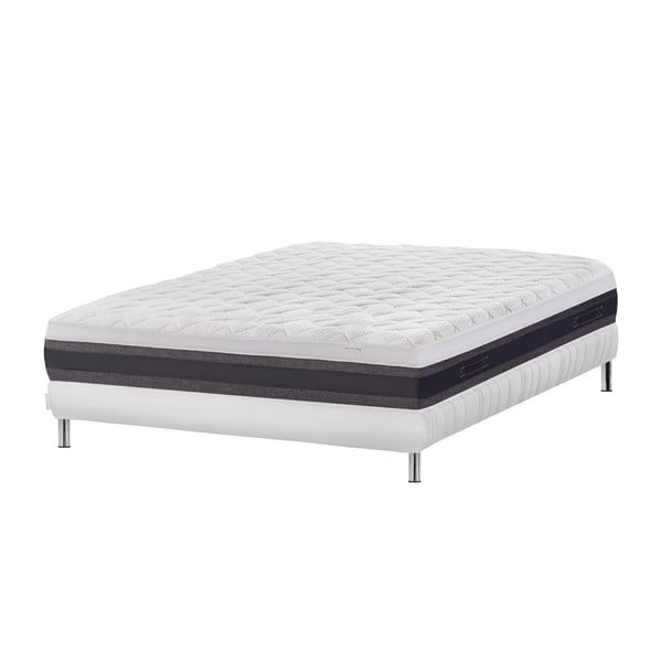 Łóżko z materacem i białą podstawą Novative Reverence, 160x200 cm
