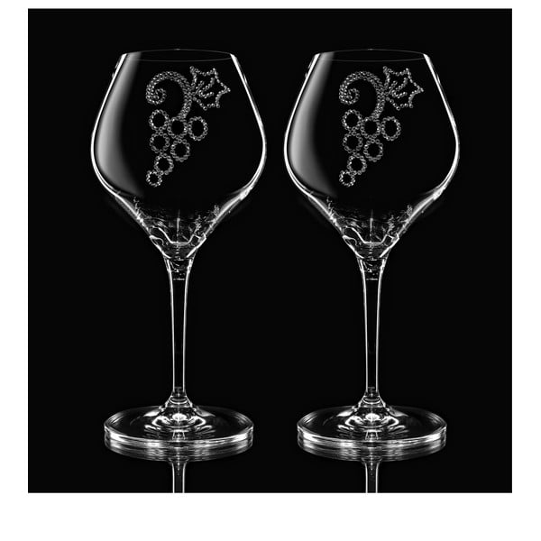 Zestaw 2 kieliszków do wina Grapes ze Swarovski Elements w eleganckim opakowaniu