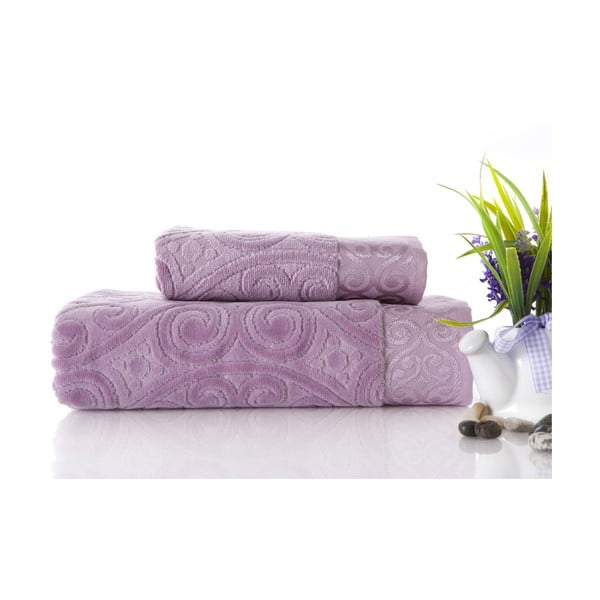 Zestaw 2 ręczników Hanzade Lilac, 70x140 i 50x90 cm