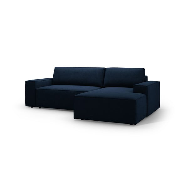 Ciemnoniebieski rozkładany narożnik z materiału bouclé (prawostronny) Jodie – Micadoni Home-image-2