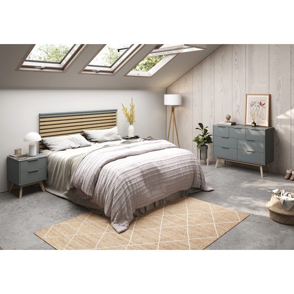 Zagłówek w dekorze sosny w naturalnym kolorze/szarozielony 163x100 cm Estefania – Marckeric-image-1