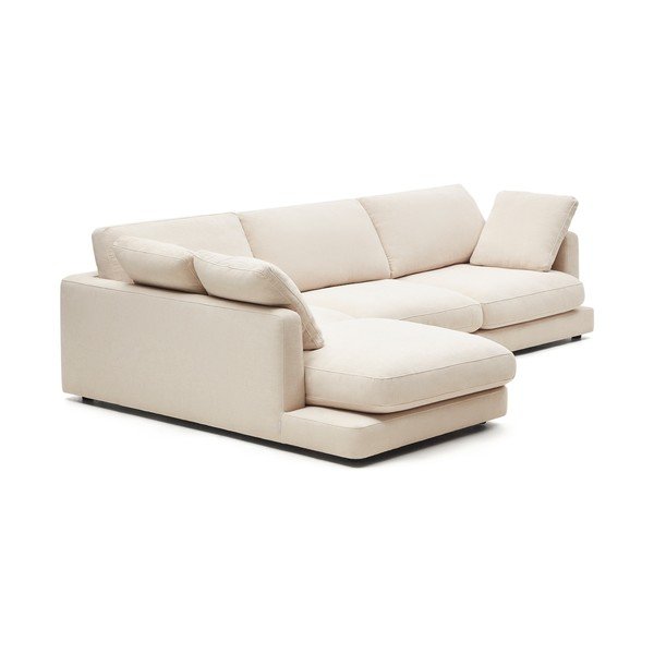 Beżowy narożnik z tkaniny szenilowej (lewostronny/z szezlongiem) Gala – Kave Home-image-2