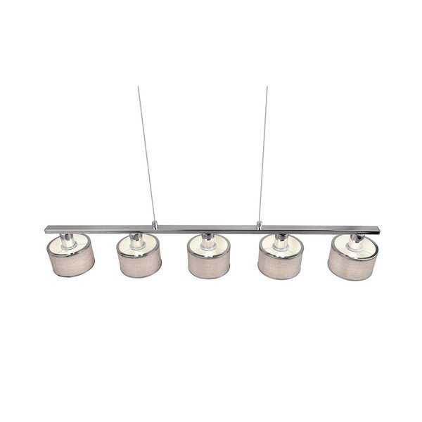 Lampa wisząca w beżowo-srebrnym kolorze z tekstylnym kloszem Kaprun – Trio-image-1