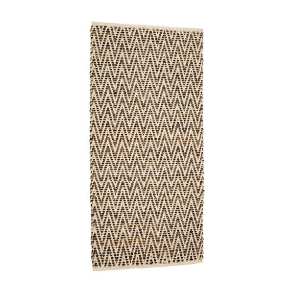 Brązowy dywan z juty i skóry Simla, 90x60 cm