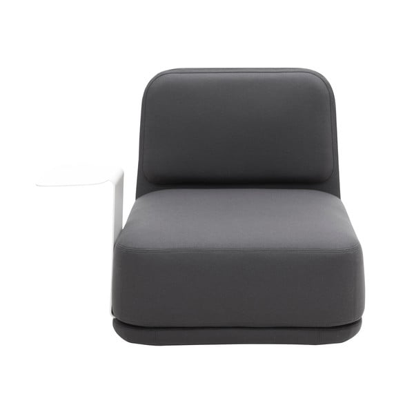 Ciemnoszary fotel z białym metalowym stolikiem Softline Standby Medium + Side Table