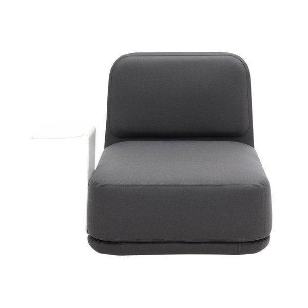 Ciemnoszary fotel z białym metalowym stolikiem Softline Standby Medium + Side Table
