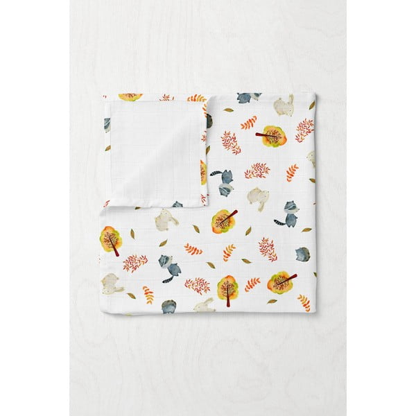 Biały koc dziecięcy muślinowy 75x100 cm Forest – Mijolnir-image-1