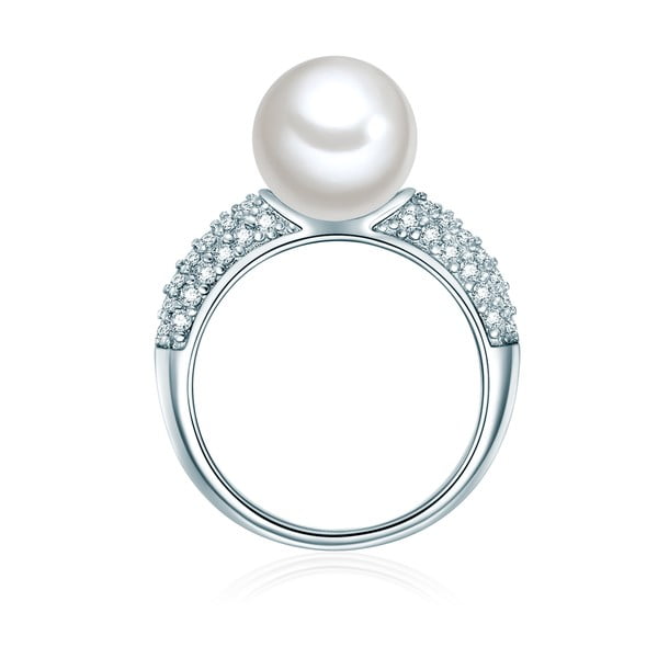 Pierścień w kolorze srebra z białą perłą Perldesse Muschel, rozm. 58