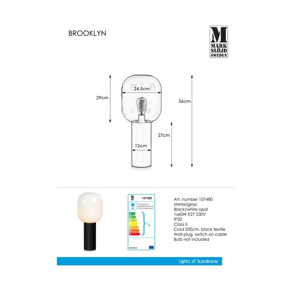 Biała lampa stołowa Markslöjd Brooklyn Smoke, ø 24 cm-image-2