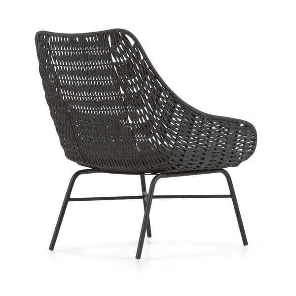 Czarny ręcznie pleciony fotel zewnętrzny Kave Home Abeli-image-4