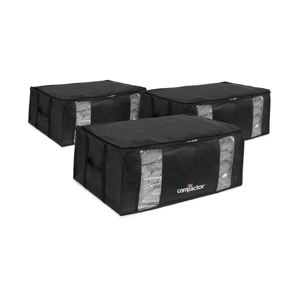 Czarne plastikowe pojemniki zestaw 3 szt. próżniowe 65x45x27 cm Black Edition – Compactor-image-2