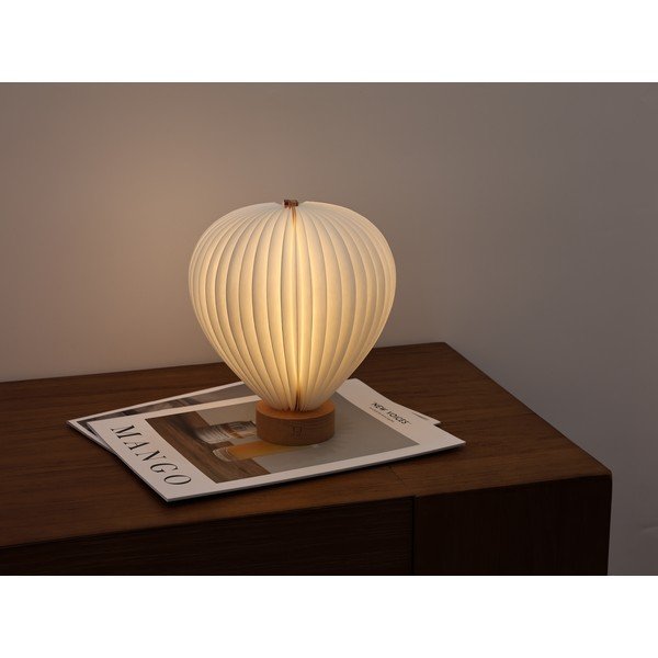 Biała lampa stołowa LED ze ściemniaczem i papierowym kloszem (wysokość 20 cm) Aeris – Gingko-image-1