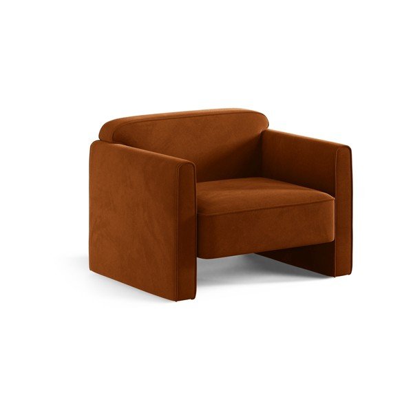 Aksamitny fotel w kolorze terakoty Abby – Micadoni 