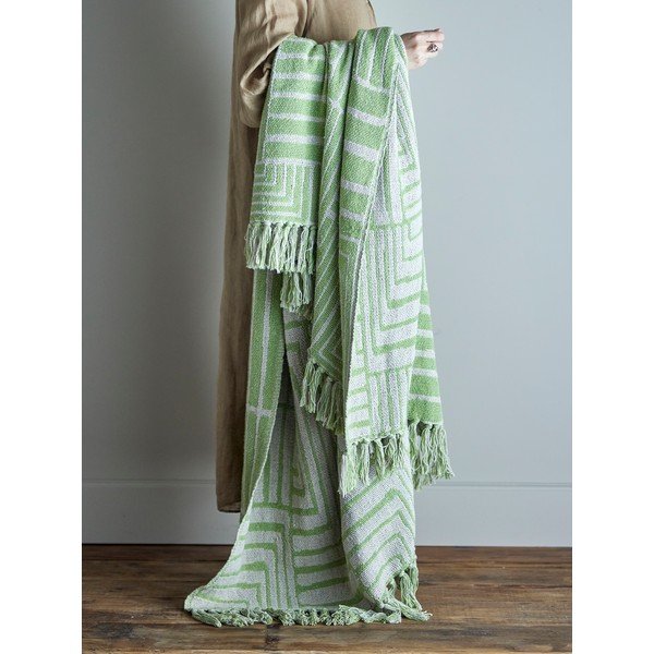 Zielony koc z mieszanki bawełny 130x155 cm Velva – Bloomingville-image-1