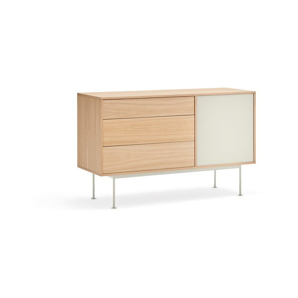 Kremowobiała komoda w dekorze drewna dębowego Teulat Yoko, szer. 128 cm-image-2