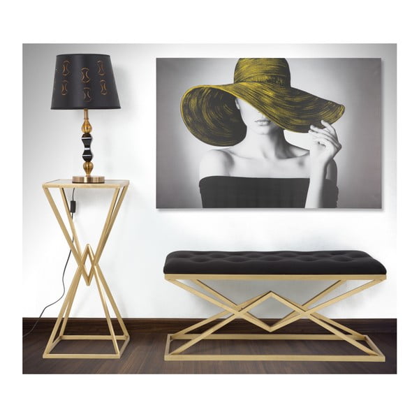 Ławka w czarno-złotym kolorze Mauro Ferretti Piramid, 100x40 cm-image-1