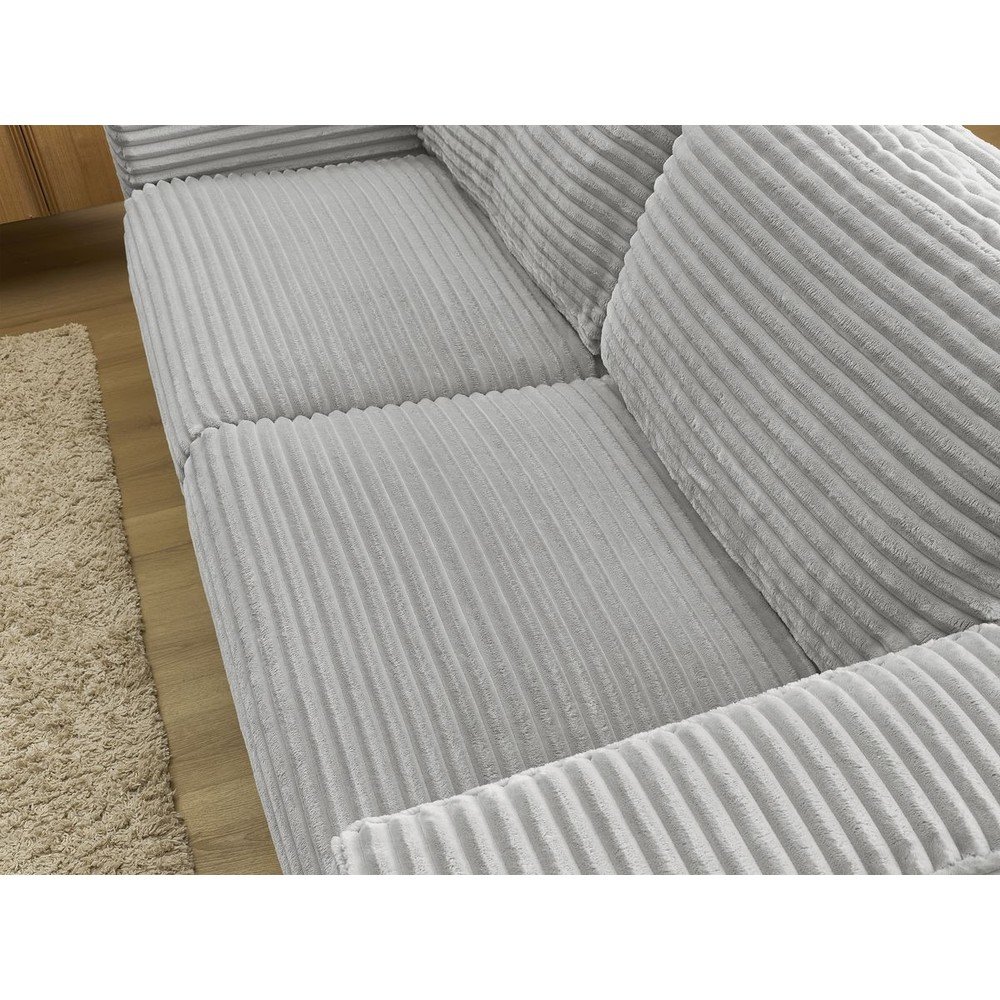 Jasnoszara sztruksowa rozkładana sofa do spania 220 cm Hugo – Bobochic Paris (zdjęcie 9)