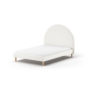 Białe tapicerowane łóżko ze stelażem 140x200 cm MOON – Vipack