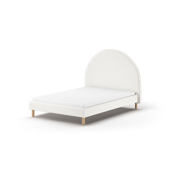 Białe tapicerowane łóżko ze stelażem 140x200 cm MOON – Vipack