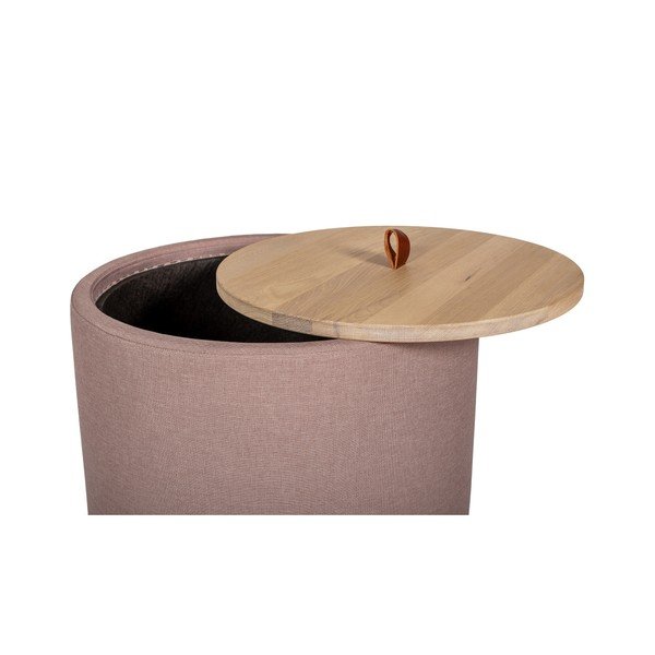 Jasnoróżowy stolik ze zdejmowanym blatem z drewna dębowego Askala Ibisco, ⌀ 56 cm-image-1