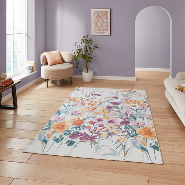 Żółty dywan odpowiedni do prania 152x230 cm Country Floral – Catherine Lansfield-image-2