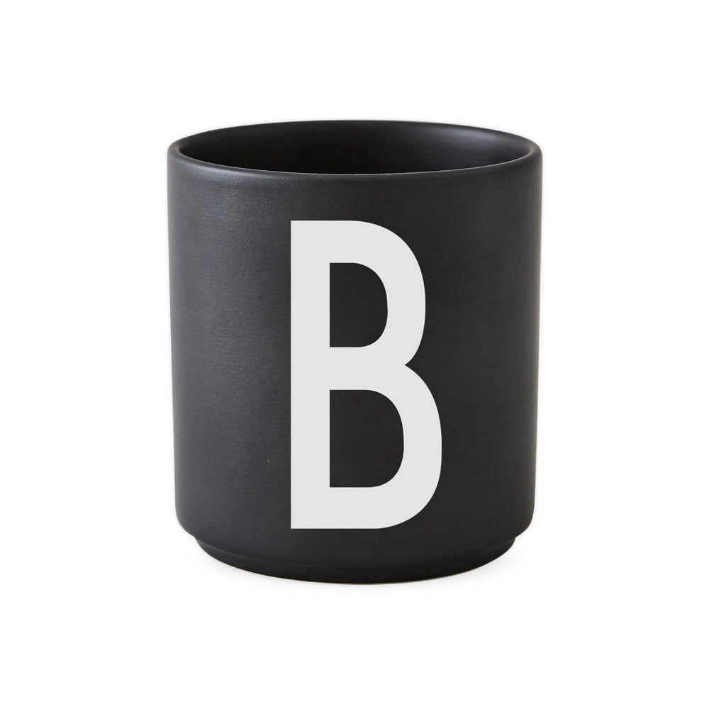 Czarny porcelanowy kubek Design Letters Alphabet B, 250 ml
