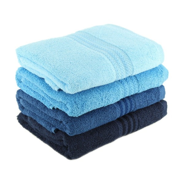 Zestaw 4 niebieskich ręczników bawełnianych Foutastic Sky, 50x90 cm-image-1