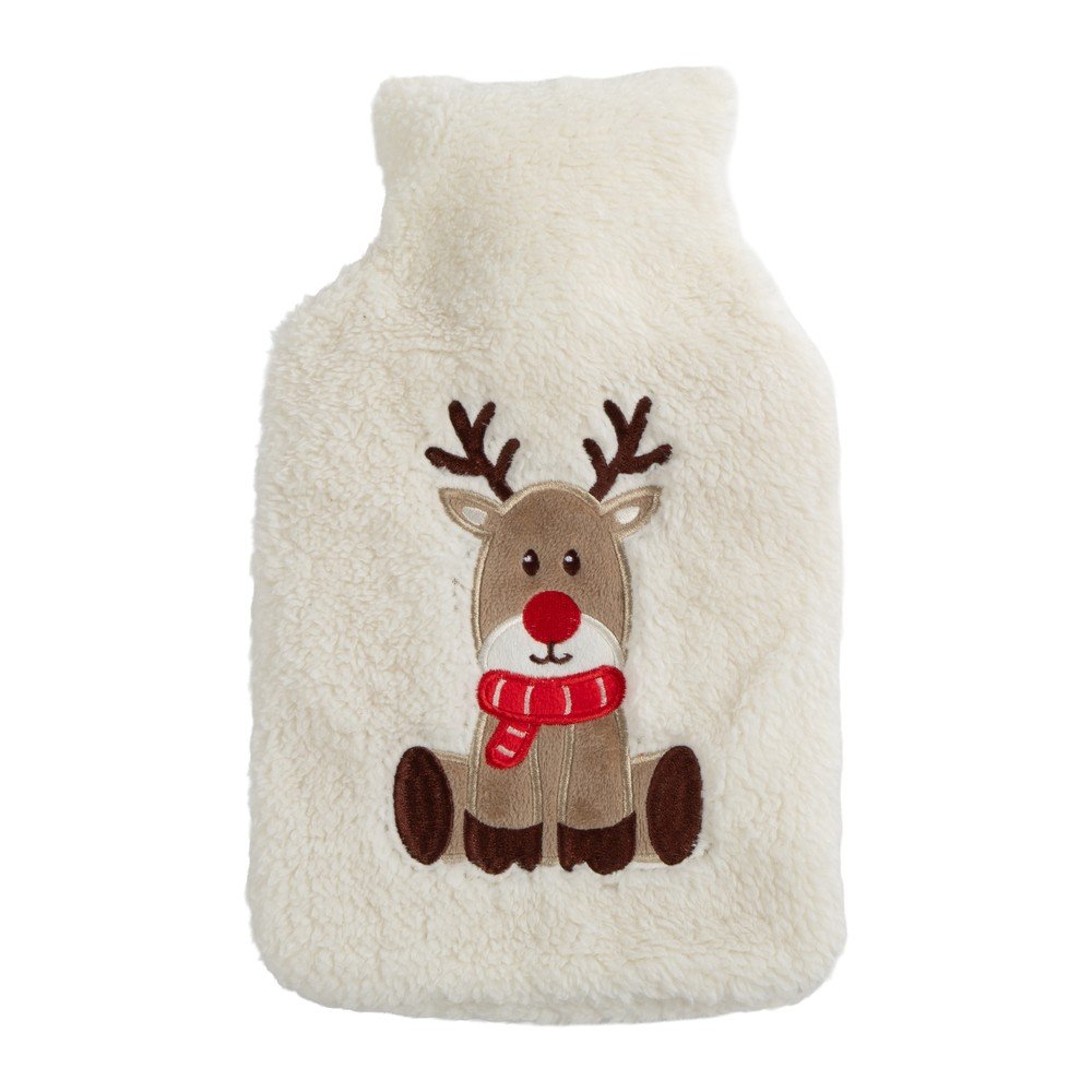 Biały termofor z mikropluszu 1,2 l XMAS – Tiseco Home Studio