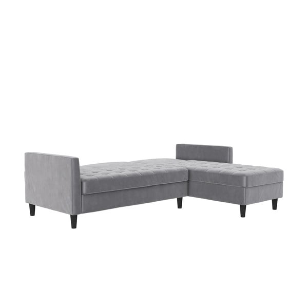 Jasnoszary aksamitny narożnik Presley – Støraa-image-2