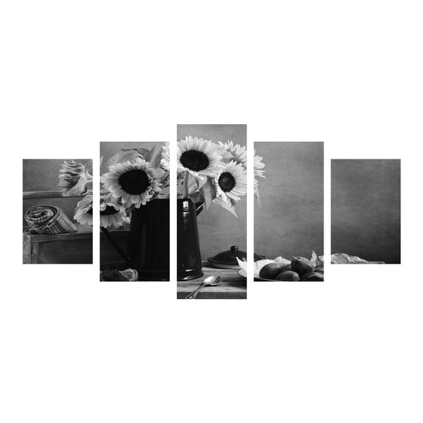 Wieloczęściowy obraz Black&White Flowers, 100x50 cm