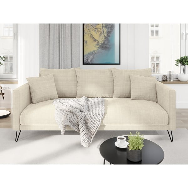 Kremowa sofa  z tkaniny szenilowej 200 cm Freya – Ropez-image-1