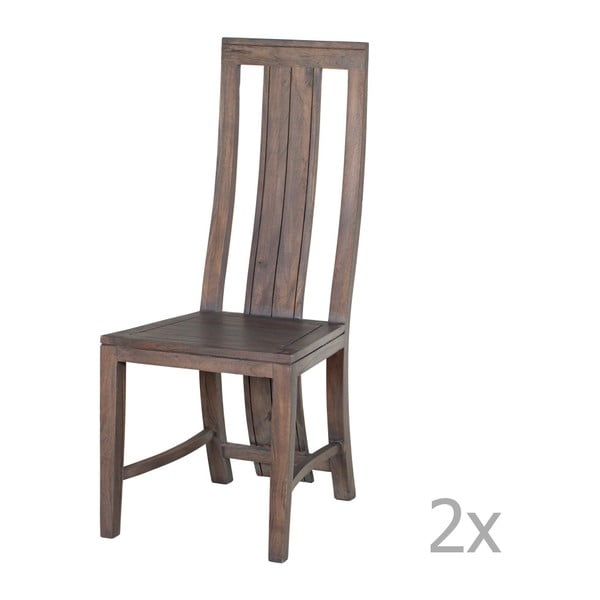 Zestaw 2 krzeseł z szarego drewna akacjowego Woodjam Zara