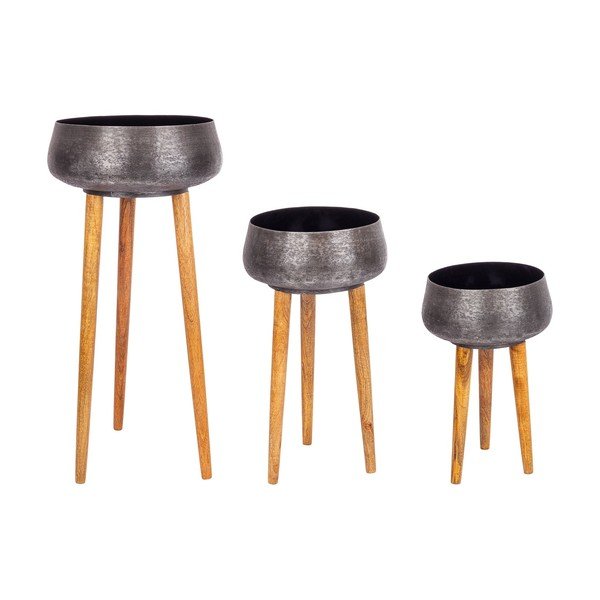 Metalowe ręcznie wykonane osłonki na doniczki zestaw 3 szt. ø 37,5 cm Varanasi – Bizzotto