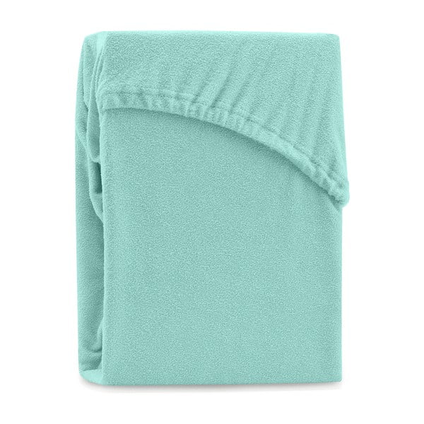 Miętowe prześcieradło elastyczne z dużym dodatkiem bawełny AmeliaHome Ruby, 200x80-90 cm-image-1
