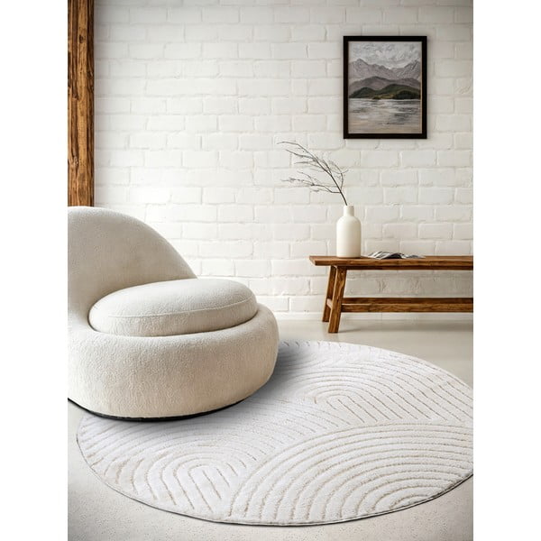 Biały okrągły dywan ø 160 cm Panglao New York White – Elle Decoration-image-1