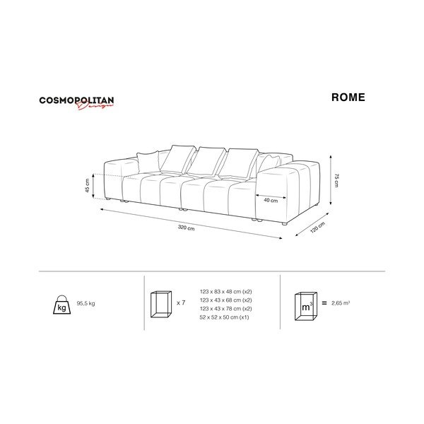 Niebieska sofa 320 cm Rome – Cosmopolitan Design-image-4