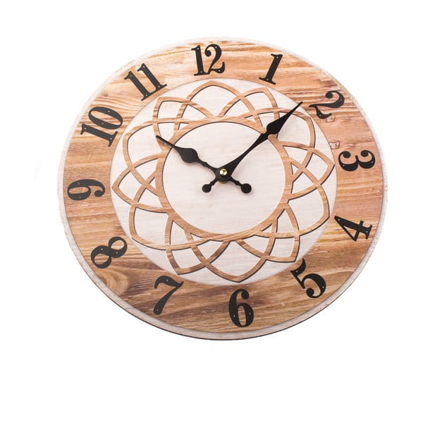 Drewniany zegar wiszący Dakls, ø 34 cm