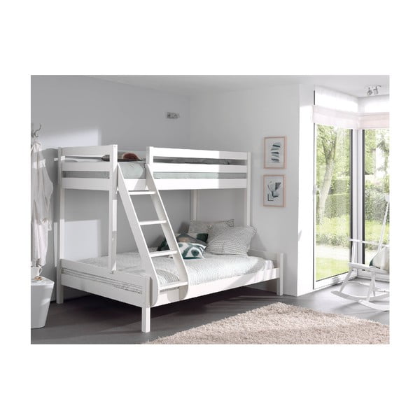 Białe łóżko piętrowe z drewna sosnowego Vipack Pino Martin 140x200/90x200-image-1