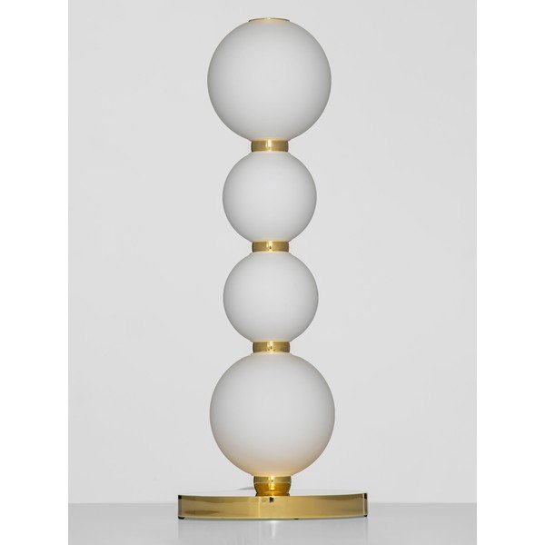Biała/w kolorze złota metalowa lampa stołowa LED ze szklanym kloszem (wysokość 31 cm) Perla – Nova Luce-image-2