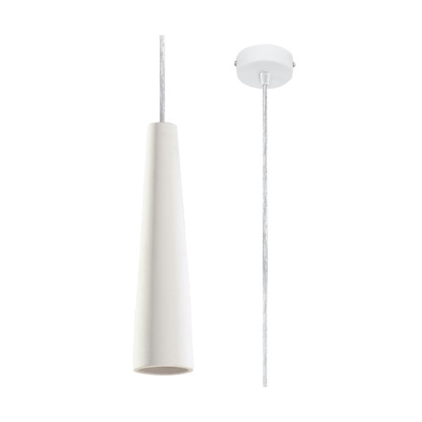 Biała lampa wisząca z ceramicznym kloszem ø 8 cm Alverna – Nice Lamps