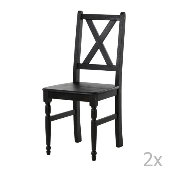 Zestaw 2 czarnych krzeseł z litego drewna 13Casa Brigitte