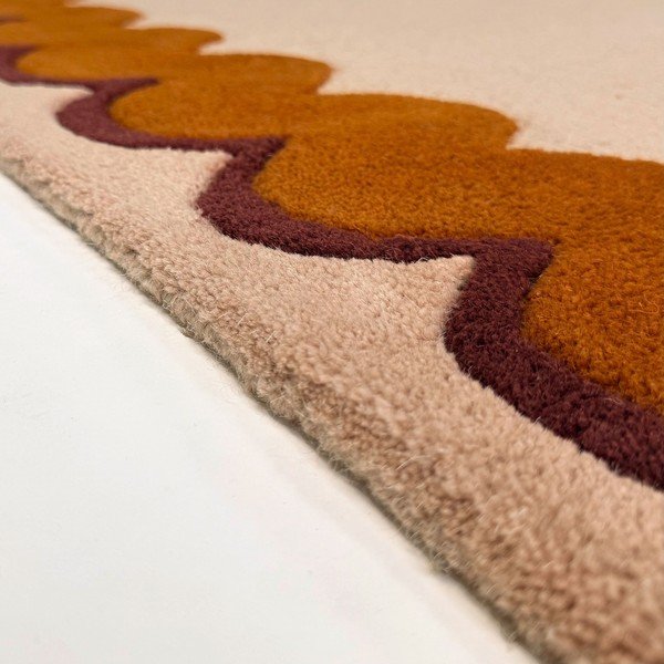 Pomarańczowy/w naturalnym kolorze wełniany dywan tkany ręcznie 140x200 cm Wiggle Wool – Flair Rugs-image-2