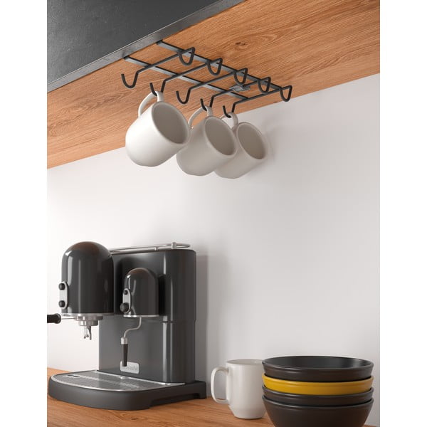 Czarny wiszący uchwyt na kubki Metaltex My Mug Lava-image-1