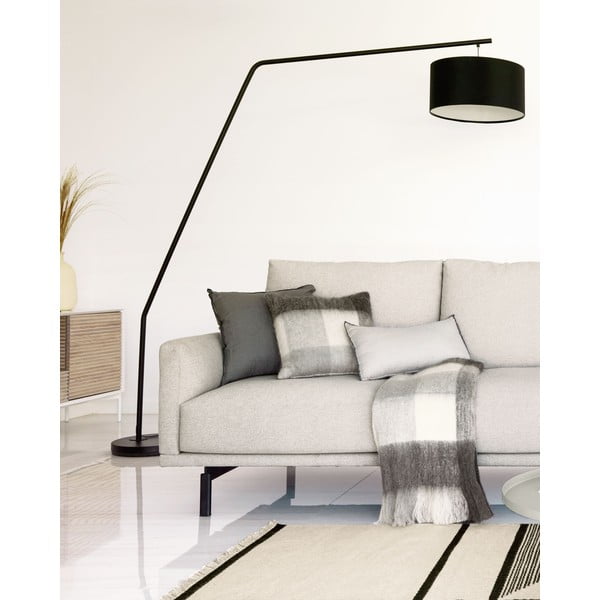 Czarna lampa stojąca z tekstylnym kloszem (wysokość 221,5 cm) Ciana – Kave Home-image-1